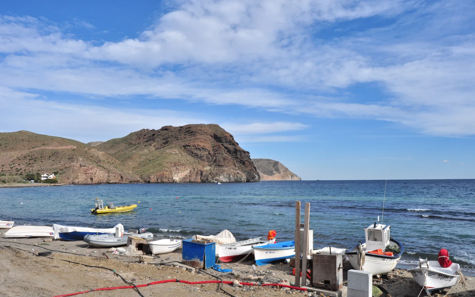 Bahía y barcas de Las Negras a primera hora